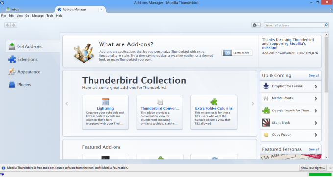 Open Thunderbird Add ons Manager