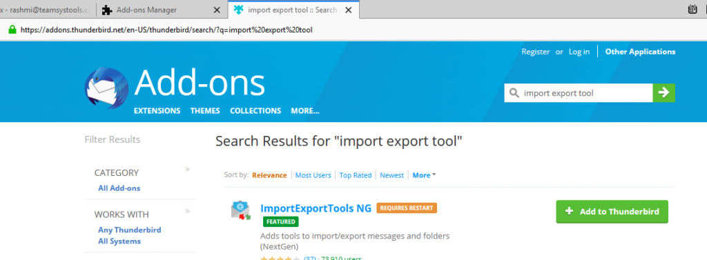 Thunderbird Import/export tool NG