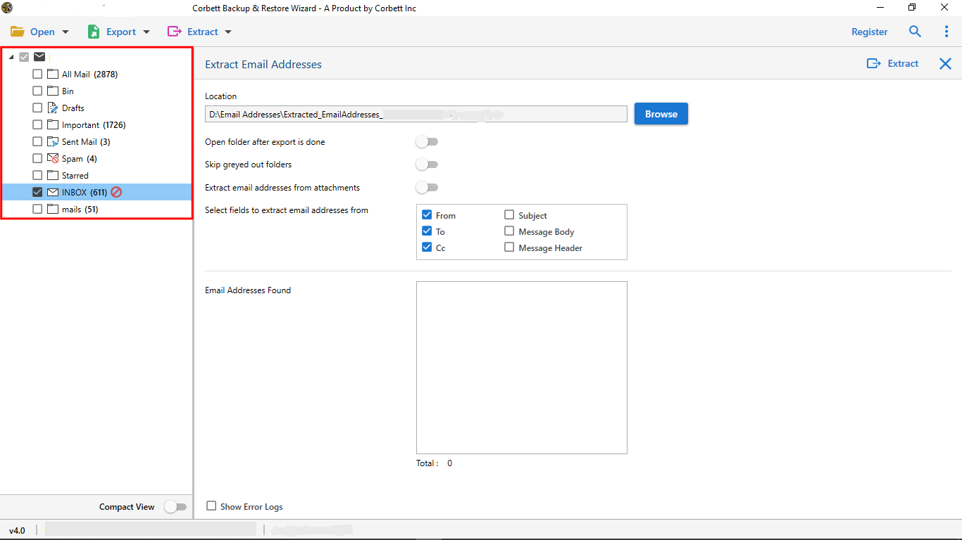 use the provided MSG Email Addresses extraction options