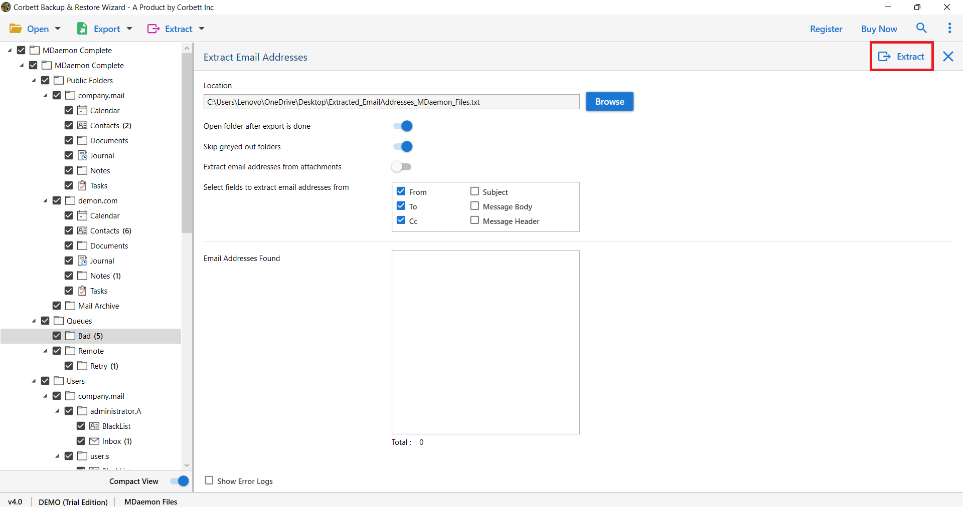 MDaemon Email Addresses Extractor