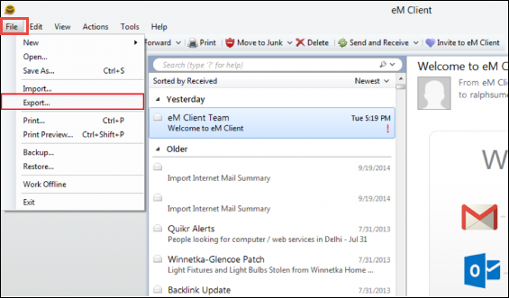 migrate em client to outlook
