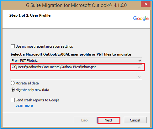 enter file path