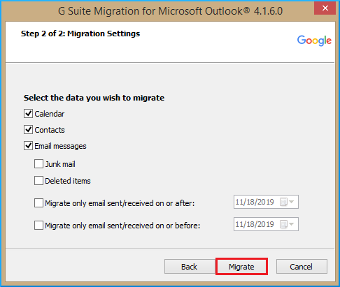 select required fields & click on migrate