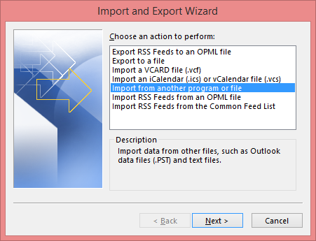 Import from another program 