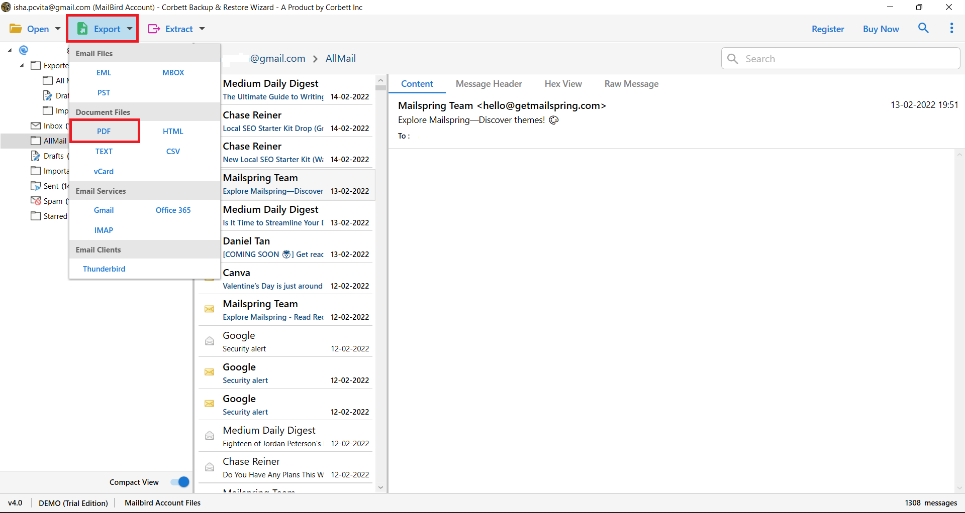 Export Mailbird Emails to PDF