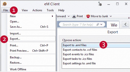 eM Client data export