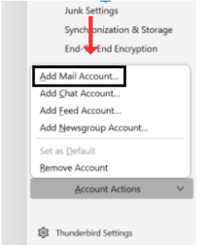 select account action then add mail account option