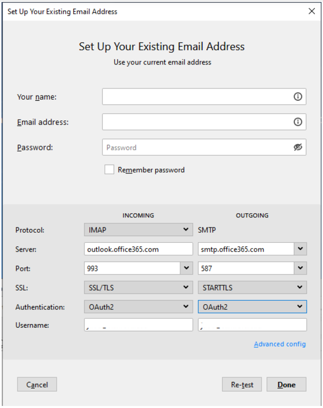 enter account settings manually