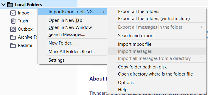 import MBOX files to Thunderbird