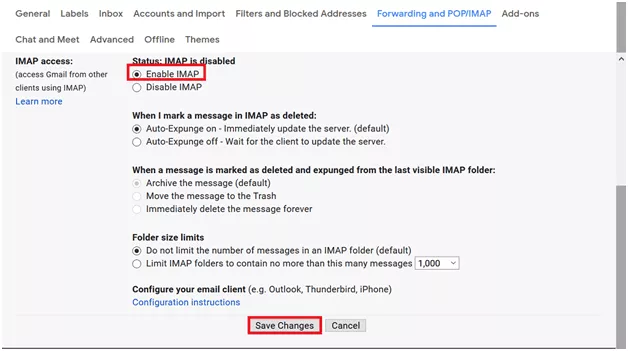 import olm to gmail