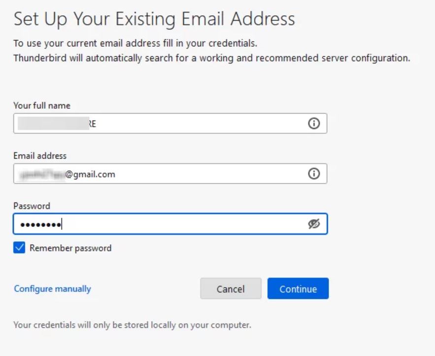 enter your gmail account details