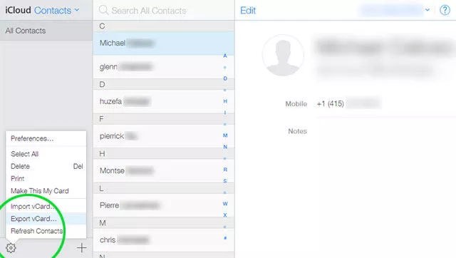 export iPhone contacts to CSV
