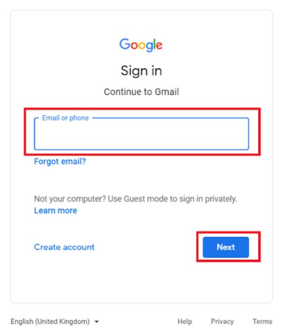 enter gmail email address