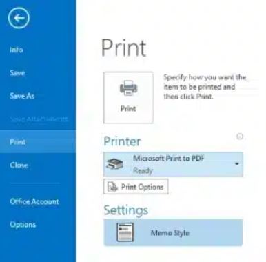 select file and print options