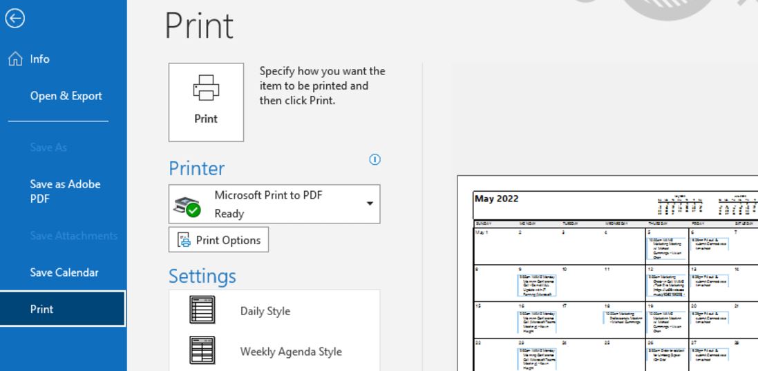 click microsoft print to pdf option