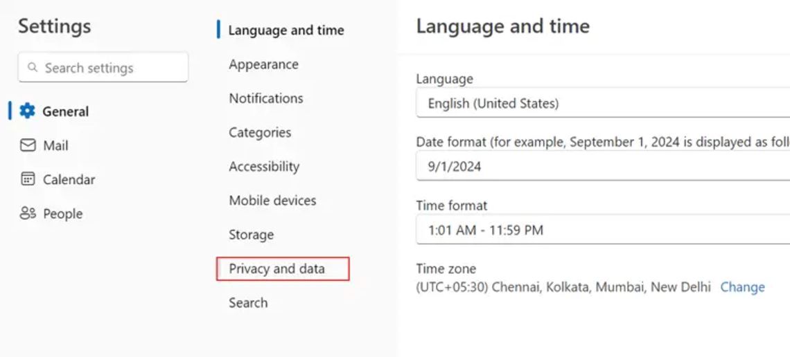 select general and privacy data