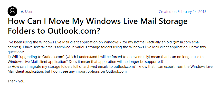 migrate wlm to outlook user query
