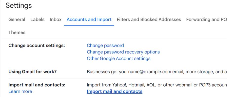 click import mail and contacts