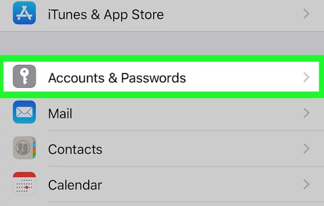 click on accounts and password option