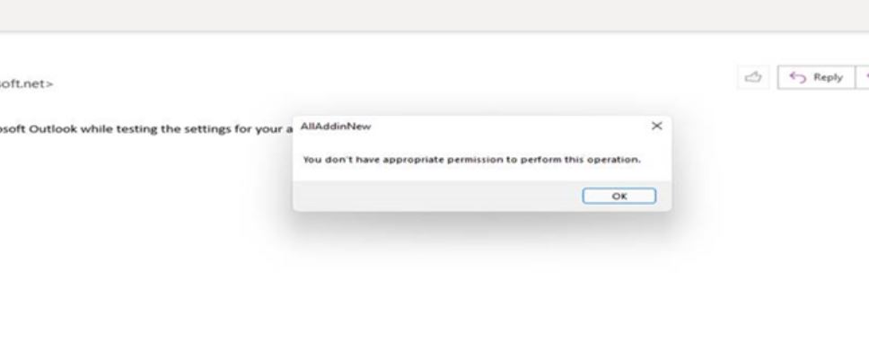 you don't have appropriate permission this operation in outlook error