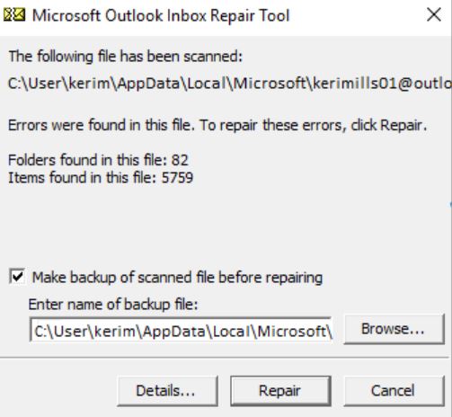 repair corrupted outlook file