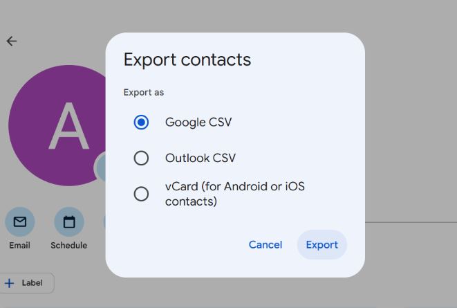 select google csv