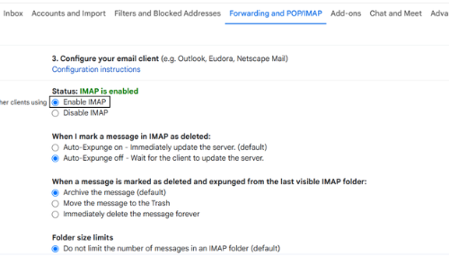 enable imap