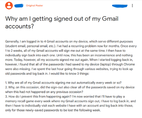 gmail automatically sign out query