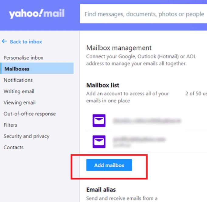 click add mailbox