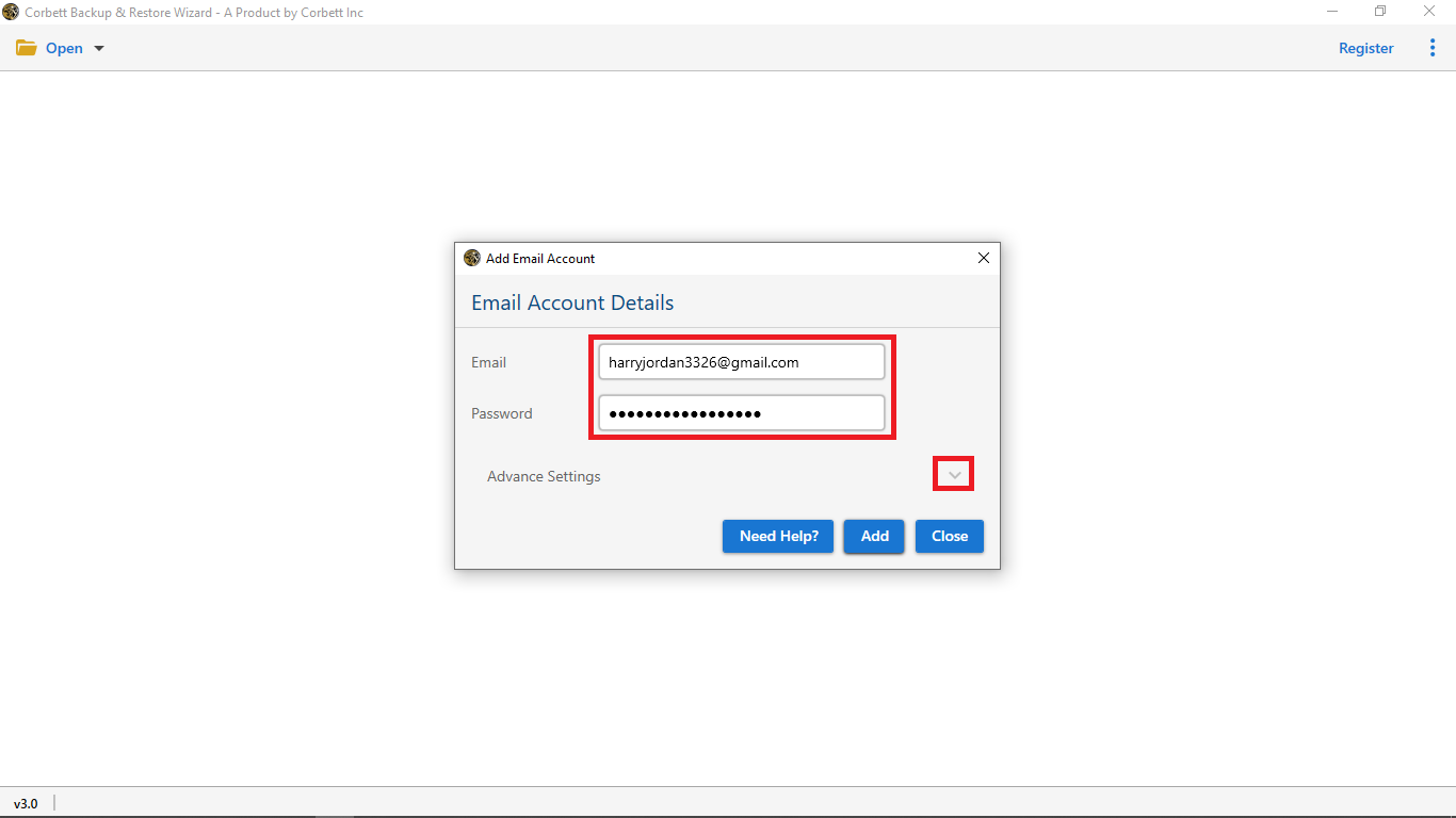 enter your Gmail account details