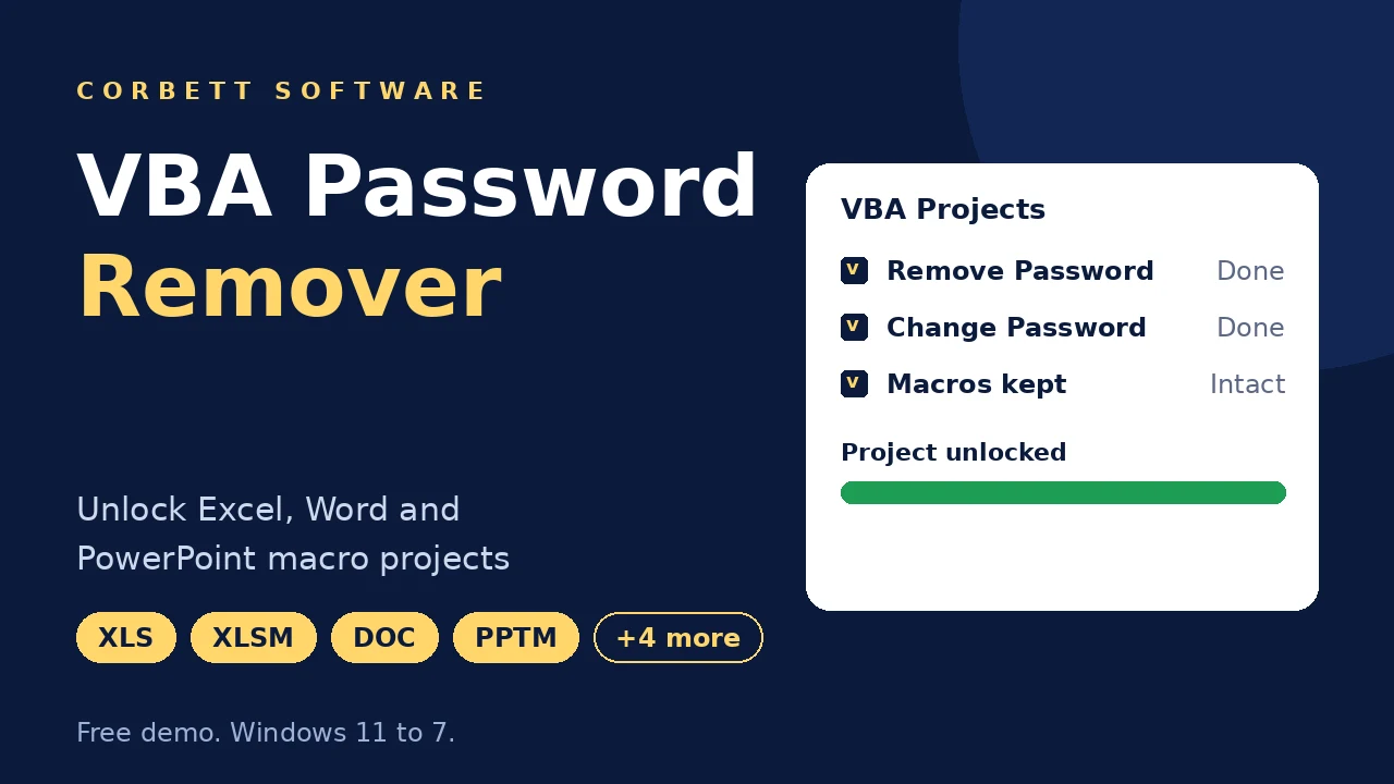 VBA Password Remover video walkthrough